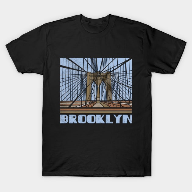 Brooklyn Bridge Brooklyn Vintage Souvenir NYC New York City Lover Skyline Retr T-Shirt by NickDezArts